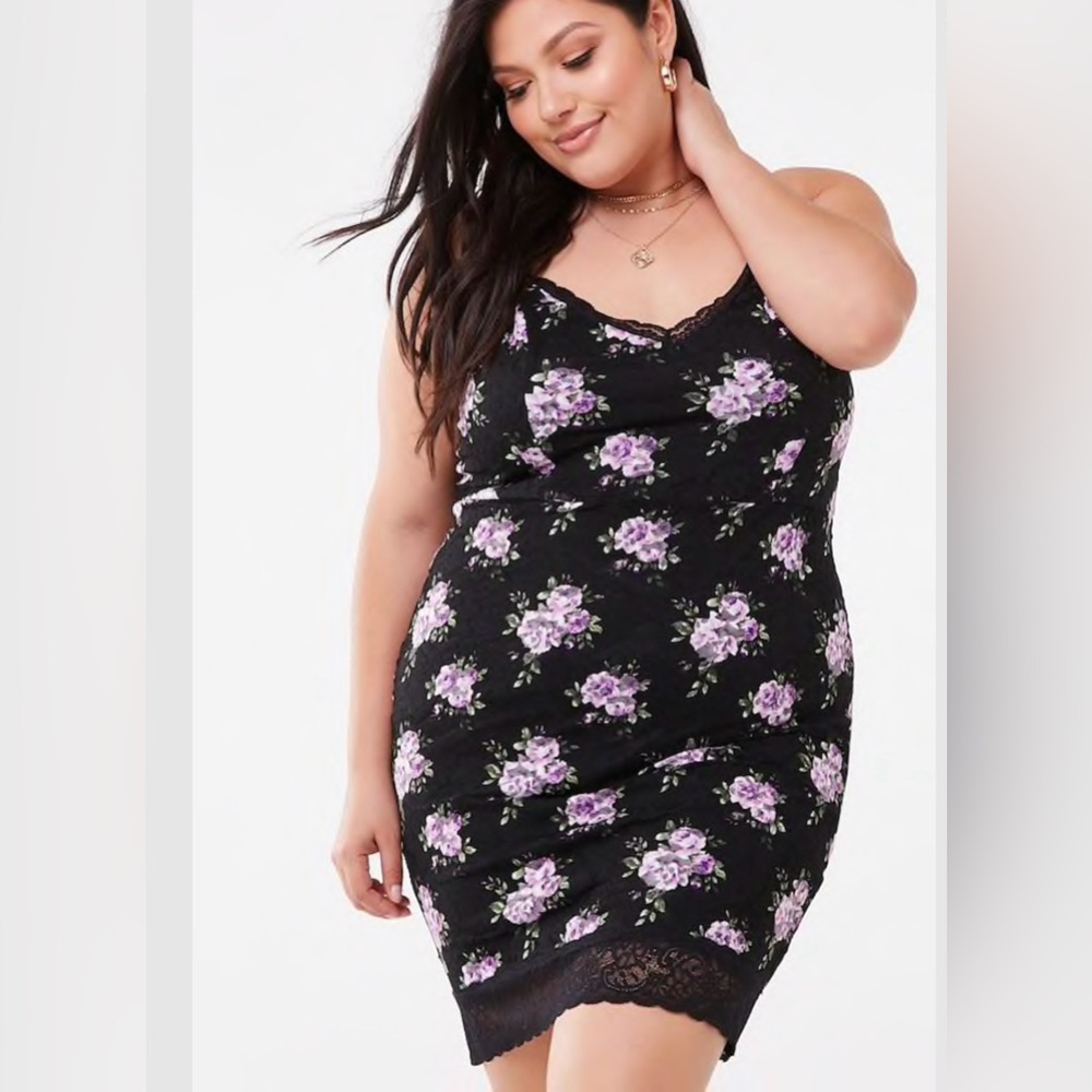 Plus Size Floral Lace Cami Dress